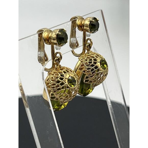 D&E Juliana Sarah Coventry Vintage Touch of Elegance Book Clip Earrings Green - Picture 5 of 16